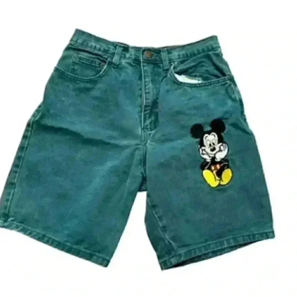 Disney Mickey Inc Turquoise Shorts‎ Girls Large embroidered Mickey Mouse Bermuda - Picture 1 of 9